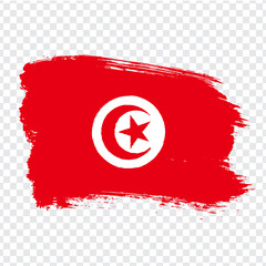 Tunisian Republic Flag isolated. Flag of Tunisia, brush stroke background. Flag Tunisia on transparent background. Flag Tunisian Republic  for your web site design, logo, app, UI. Stock vector.  EPS10