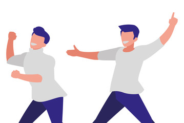 young dancers couple disco style characters