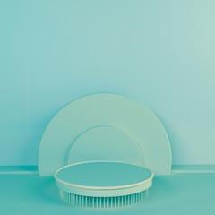 abstract Blue color geometric shape background, modern minimalist mockup for podium display or showcase, 3d rendering