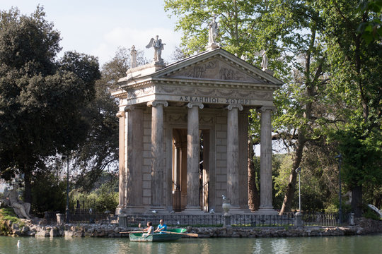 Temple of Aesculapius in the Villa Borghese Gardens, Pincian Hill, Rome, Italy.