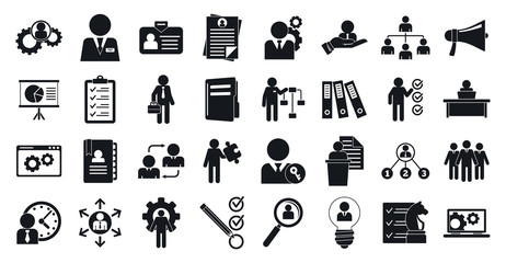Administrator icons set. Simple set of administrator vector icons for web design on white background