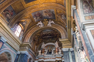 Fototapeta na wymiar Interior view of Jesus and Mary Church, Rome, Italy.