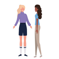 young women standing on white background