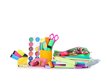 School supplies isolated on white background
