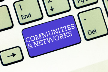 Writing note showing Communities and Networks. Business photo showcasing Collaboration of Learnings and Practices of Members.