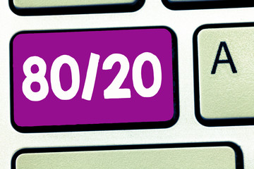 Writing note showing 80 20. Business photo showcasing Pareto principle of factor sparsity...