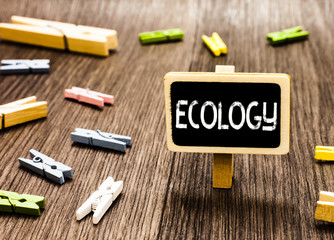 Handwriting text writing Ecology. Concept meaning Branch of science relation organisms environment...