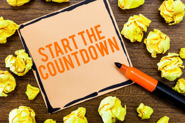 Writing note showing Start The Countdown. Business photo showcasing Sequence of Backward Counting...