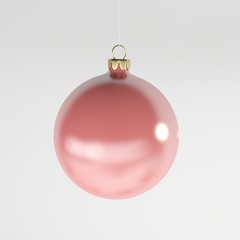 Pink Christmas ball decoration on a white background. 3d rendering isolated