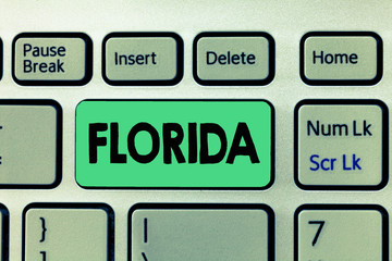 Handwriting text writing Florida. Concept meaning State in southeastern region of United States Sunny place Beaches.