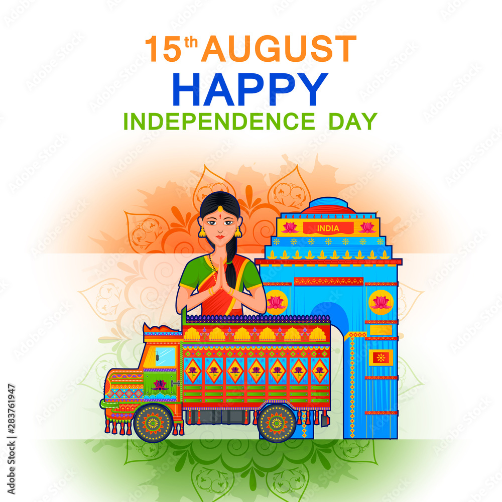 Poster 15th August Independence of India tricolor background in vector