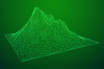 Wireframe terrain background. Cyberspace landscape grid technology vectorillustration