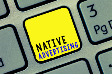 Conceptual hand writing showing Native Advertising. Business photo text Online Paid Ads Match the...