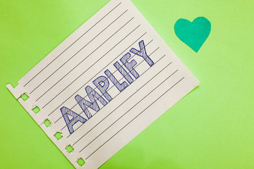 Word writing text Amplify. Business concept for Make something bigger louder increase the volume...