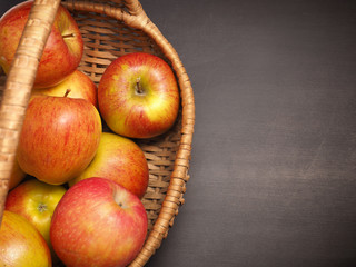 Fresh organic apples in a basket
