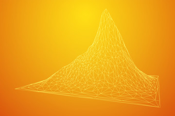 Wireframe terrain background. Cyberspace landscape grid technology vectorillustration