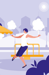 young woman dancing in the park character