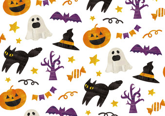 ハロウィン水彩の柄