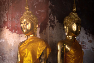 Ancient golden buddha state at Wat Suthat ,Bangkok ,Thailand