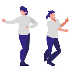 young dancers couple disco style characters