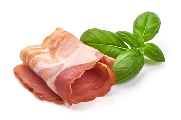 Dry Spanish ham, Jamon Serrano, Italian Prosciutto Crudo or Parma ham, isolated on white background
