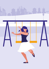 young woman dancing in the park character