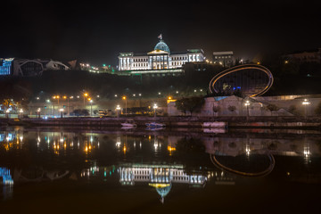 Fototapeta na wymiar Night view of Former President Palace. Tbilisi, Georgia.