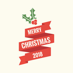 Christmas and New Year typographical on background with winter landscape 