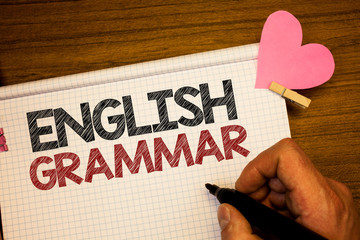 Writing note showing English Grammar. Business photo showcasing Language Knowledge School Education...