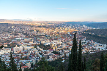 Fototapeta premium Areal view of Tbilisi City. Beautiful Place to travel.
