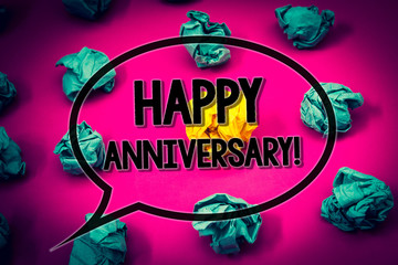 Handwriting text Happy Anniversary Motivational Call. Concept meaning Annual Special Milestone...