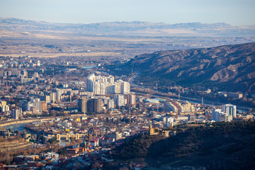 Fototapeta premium Areal view of Tbilisi City. Beautiful Place to travel.