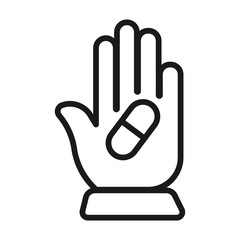 drug on hand - minimal line web icon. simple vector illustration. concept for infographic, website or app.