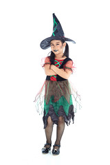 Asian little girl wearing Halloween costume