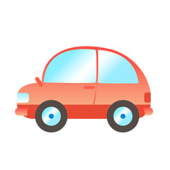 Cartoon red passenger car without people. Vector illustration with isolated background.