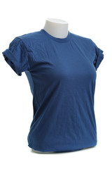Navy blue color female tshirt template on the mannequin