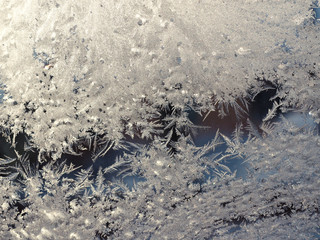 Silver winter background with frost pattern