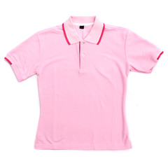 blank pink polo shirts isolated on white background