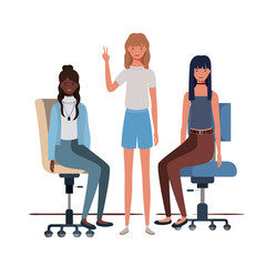 Obraz premium women with sitting in office chair on white background