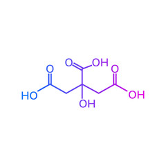 Citric acid chemical formula. Isolated vector icon.