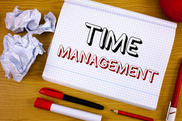 Text sign showing Time Management. Conceptual photo Schedule Planned for Job Efficiency Meeting Deadlines