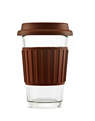 Brown travel mug isolated on white