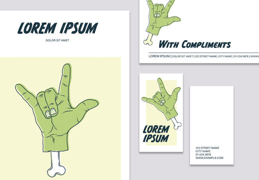 Spooky Stationery Layout with Illustrative Elements