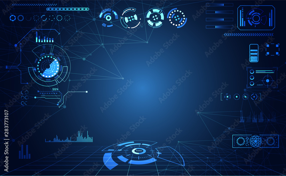 Poster abstract technology ui futuristic concept hud interface hologram elements of digital data chart, com