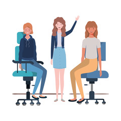 Obraz premium women with sitting in office chair on white background