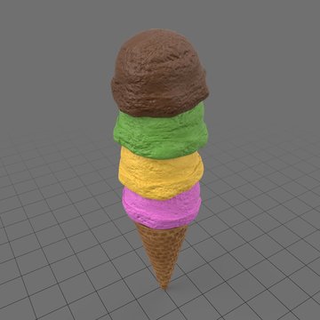 Stylized ice cream scoops with cone