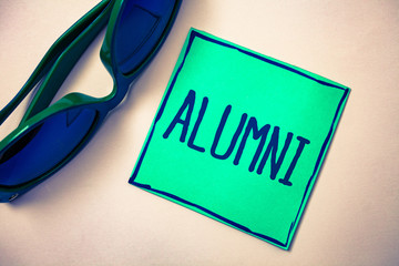 Word writing text Alumni. Business concept for Alum Old graduate Postgraduate Gathering College...