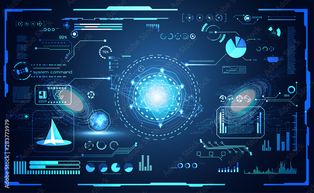 Poster abstract technology ui futuristic concept hud interface hologram elements of digital data chart, com