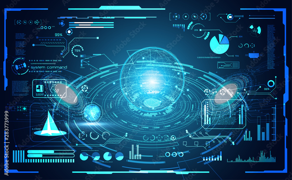 Poster abstract technology ui futuristic concept hud interface hologram elements of digital data chart, com