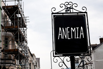 Word writing text Anemia. Business concept for Bloodlessness Disease Severe Blood Loss Illness Sick...